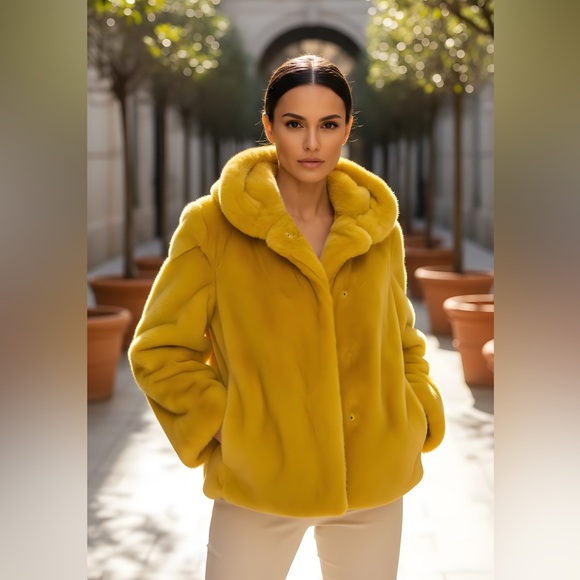 Zara Yellow ғaux ғᴜʀ  jacket - Picture 1 of 4